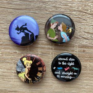 Peter Pan Button Pins - Set of 4 Collectible Pins 🧚